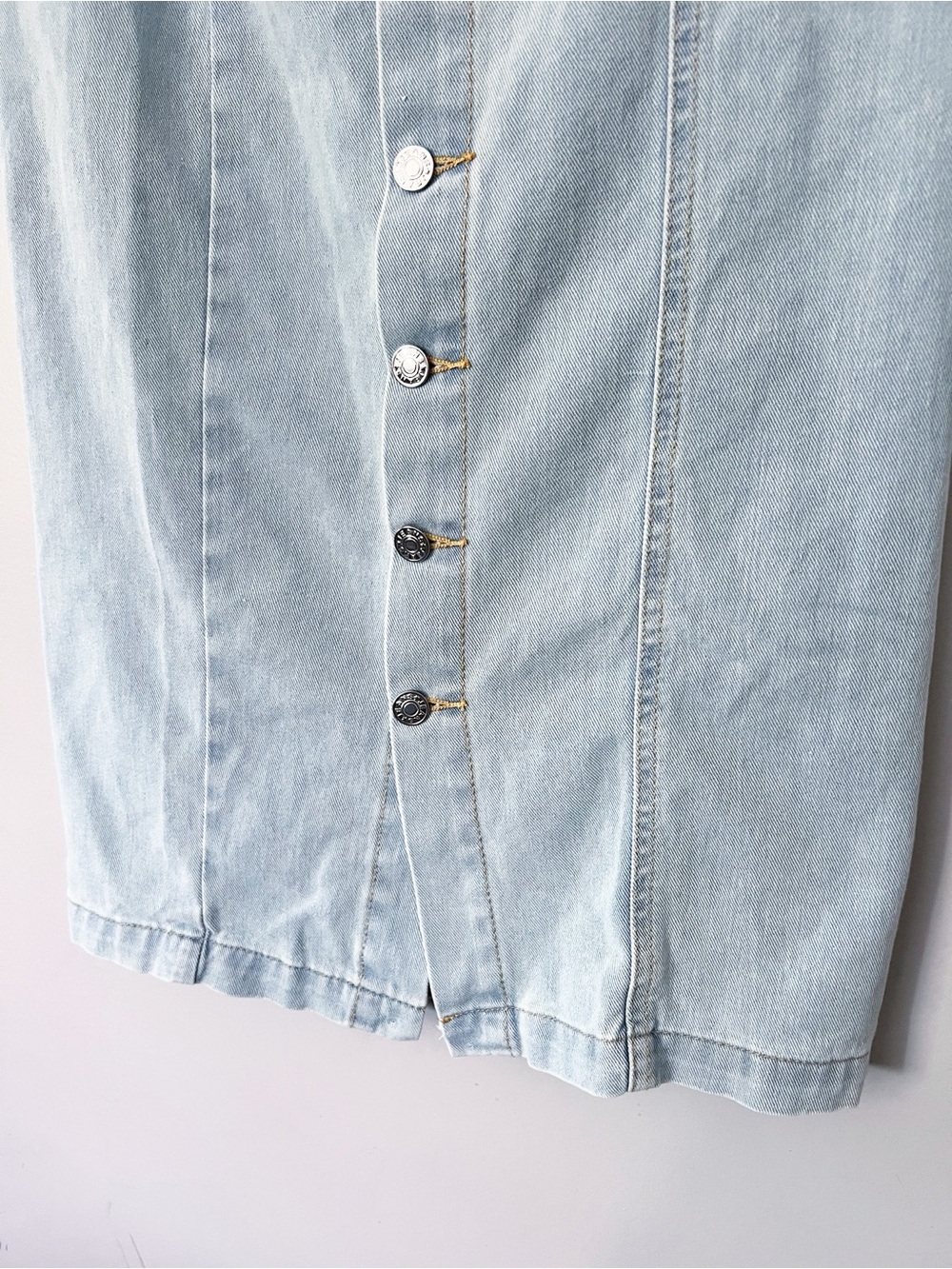 Lightwash Denim Straight Midi Jean Skirt XS Coastal Cowgirl Beachy Western Chic - Picture 4 of 8
